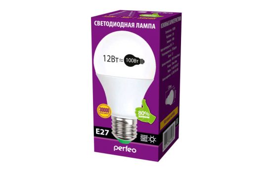 Светодиодная лампа LED Perfeo PF-A60 12W 220V 3000K E27