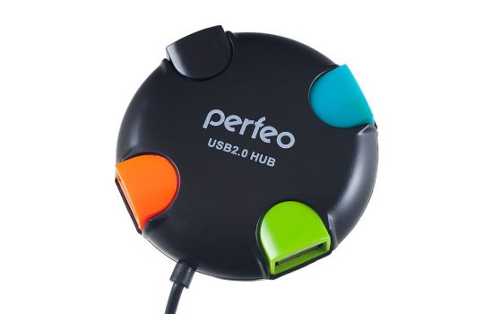 USB-хаб Perfeo USB-HUB 4 Port (PF-VI-H020) Black, orange, white, green