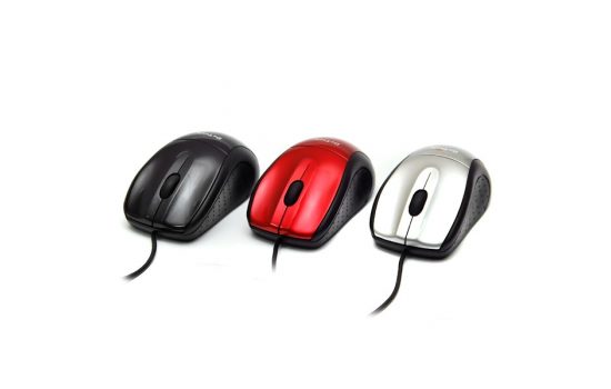 Мышь DeTech DE-3056 USB Black, Red, Silver оптическая