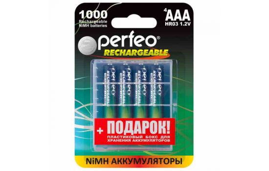 Аккумулятор Perfeo AAA1000mAh/4BL+BOX