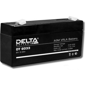 Аккумулятор Delta DT 6033, 6V 3,3Ah, 134х34х61мм, 0,65 кг гарантия 1 мес.