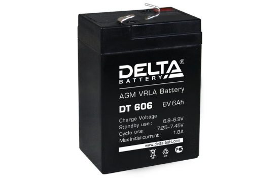 Аккумулятор Delta DT 606, 6V 6Ah, 70х47х107мм,