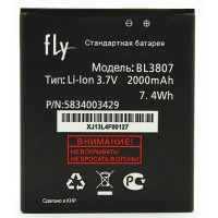 Аккумулятор Fly BL3807 для IQ454, EVO Tech 1  3,7v 2000mAh