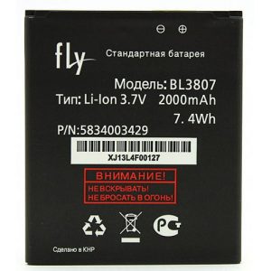 Аккумулятор Fly BL3807 для IQ454, EVO Tech 1  3,7v 2000mAh