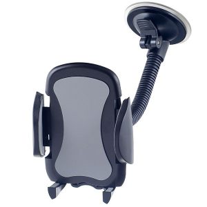 Автодержатель для смартфона до 6.5" Perfeo-517, на стекло, гибкая штанга, черный+серый