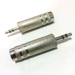 Переходник гнездо 6,3mm - 3.5mm штекер Stereo для микрофона металл