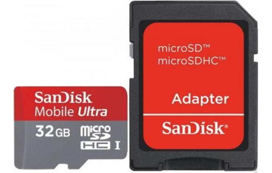 Карта памяти microSDHC 32GB SanDisk Mobile Ultra Class 10 + SD адаптер