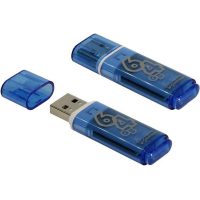 USB накопитель SmartBuy GLOSSY 64GB, Blue, Grey