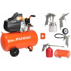 Компрессор PATRIOT EURO 50-260К, набор пневмоинструмента KIT 5B, 1,8 кВт