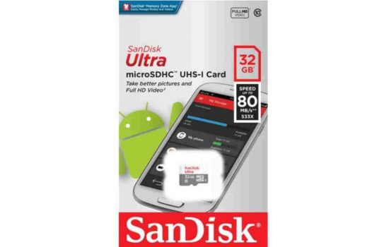 Карта памяти microSDHC 32 ГБ SanDisk Ultra (SDSQUNS-032G-GN3MN) Class10,UHS-I