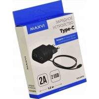 СЗУ Maxvi TCM-200TB 2A +кабель Type-C 1,2m Black