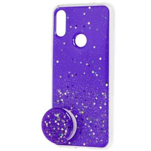 Силикон для Xiaomi Redmi Note 7 Acrylic блестки + POPSOCKET