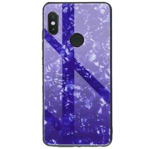 Силикон для Xiaomi 7 Glass Case Мрамор Blue