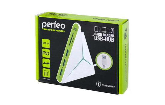 Perfeo COMBO USB-HUB 3 Port+Card Reader SD/MMC+Micro SD (PF-HYD-8029H-G)