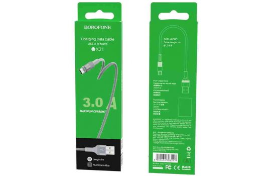 Кабель USB- Type-C Borofone BX21 Outstanding 1000mm (metal grey)
