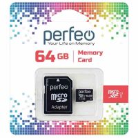 Карта памяти microSDHC 64GB Perfeo High-Capacity (Class 10) SD Adapter