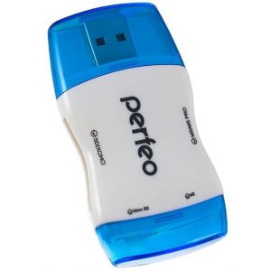 Картридер Perfeo PF-VI-R016 microSD,SD,M2,MMC,MS-Pro White-Blue