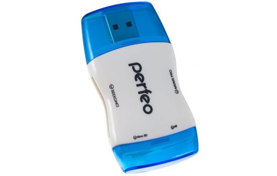 Картридер Perfeo PF-VI-R016 microSD,SD,M2,MMC,MS-Pro White-Blue