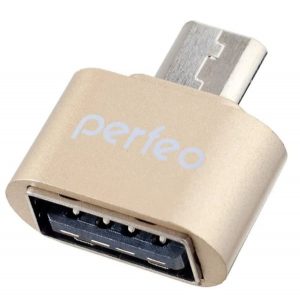 USB adapter Perfeo microUSB OTG (PF-VI-O003) Black, Gold