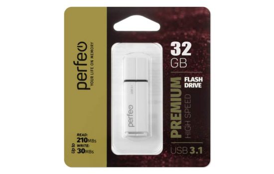 USB накопитель Perfeo USB 3.1 32Gb (PF-C15W032HS) White 