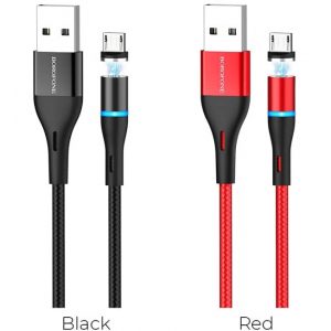 Кабель microUSB магнит Borofone BU16 Black, Red