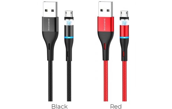 Кабель microUSB магнит Borofone BU16 Black, Red