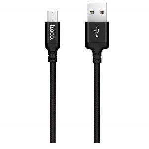 Кабель microUSB Hoco X14 Rapid 1m нейлон Black