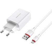 Сетевая зарядка Borofone BA21A + кабель microUSB, 18 Вт
