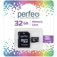 Карта памяти microSDHC 32GB Perfeo (Class 10) SD Adapter