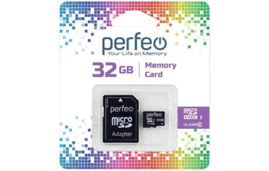 Карта памяти microSDHC 32GB Perfeo (Class 10) SD Adapter