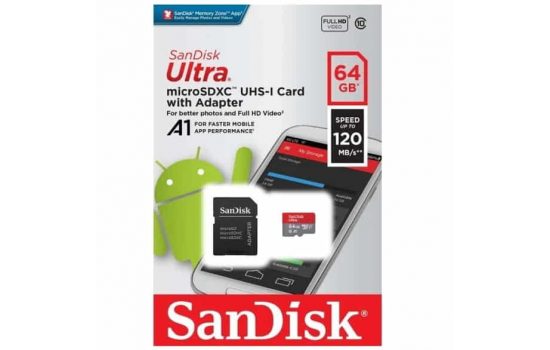 Карта памяти SanDisk 64GB Ultra microSDXC Class 10 + SD adapter