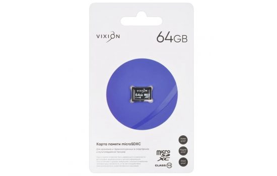 Карта памяти MicroSD 64GB VIXION Class 10 без адаптера