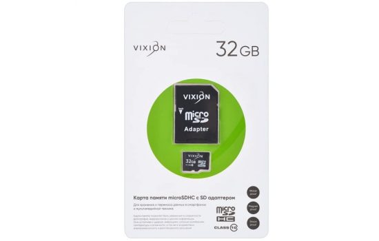 Карта памяти MicroSD 32GB VIXION Class 10 с SD адаптером