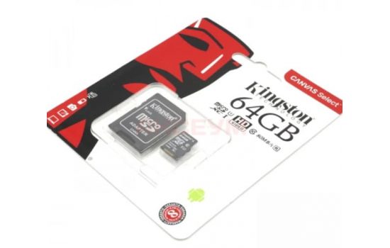 Карта памяти Kingston microSDHC 64Gb (10) UHS-I + SD