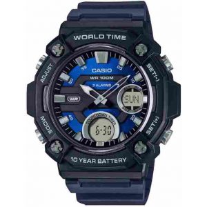 Часы Casio AEQ-120W-2AVDF WR100 (10 atm) Black-Blue