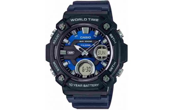 Часы Casio AEQ-120W-2AVDF WR100 (10 atm) Black-Blue