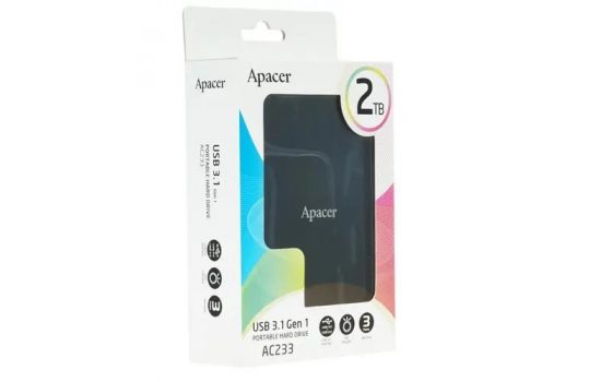 Внешний HDD 2.5" 2TB Apacer AC233 (AP2TBAC233B-1) USB 3.1 Black