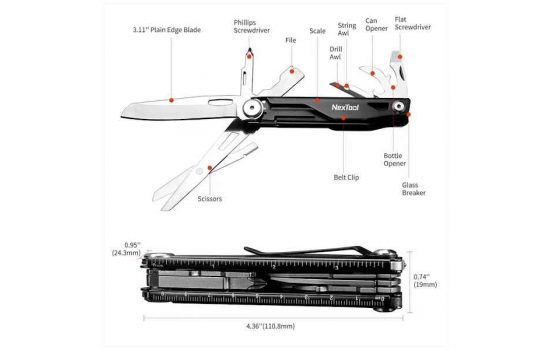 Мультитул Xiaomi NexTool Knight EDC Multifunctional Knife KT5524 NE20154 Black