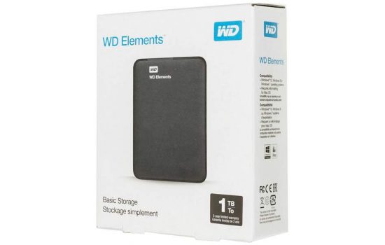 Внешний HDD 1Tb WD Elements 2.5 USB 3.0 Black