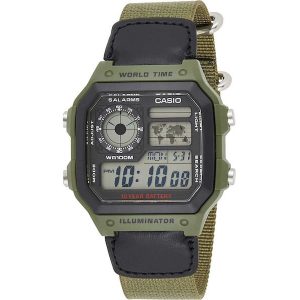 Часы наручные Casio AE-1200WHB-3BVDF Green + нейлоновый зеленый ремешок