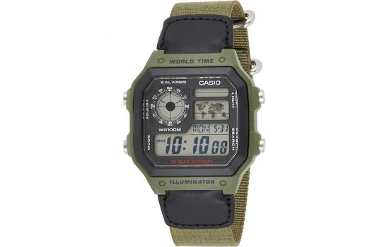 Часы наручные Casio AE-1200WHB-3BVDF Green + нейлоновый зеленый ремешок