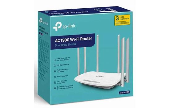 Wi-Fi роутер TP-Link Archer C86 AC1900 Гигабитный, 2 диапазона, 6 антенн