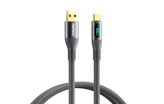 Remax RC-C030 USB Type-C Grey zisee series 66W all-compatible elastic data cable with digital display 