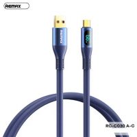 Remax RC-C030 USB Type-C Blue быстрая зарядка, цифровой дисплей