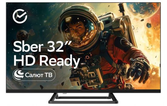 Телевизор Sber 32" SDX 32H2128 HD Ready,60Hz,Wi-Fi,Smart TV, Салют ТВ Black
