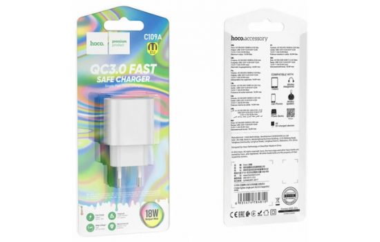 сзу Hoco C109A QC3 18W 1USB White