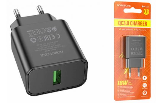 сзу Borofone BA72A Spring single port QC3.0 black