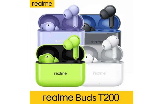 Наушники беспроводные Realme Buds T200 Black, White, Green, Purple