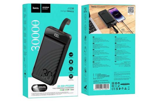 Power Bank Hoco J123B 30000mAh 22.5W+PD20W Black