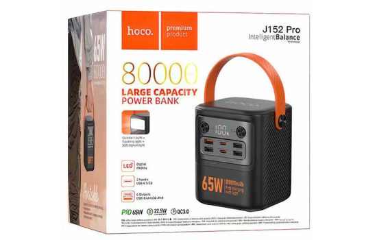 Внешний аккумулятор Hoco J152 Pro 80000mAh 65W+22.5W 3.0 Black 